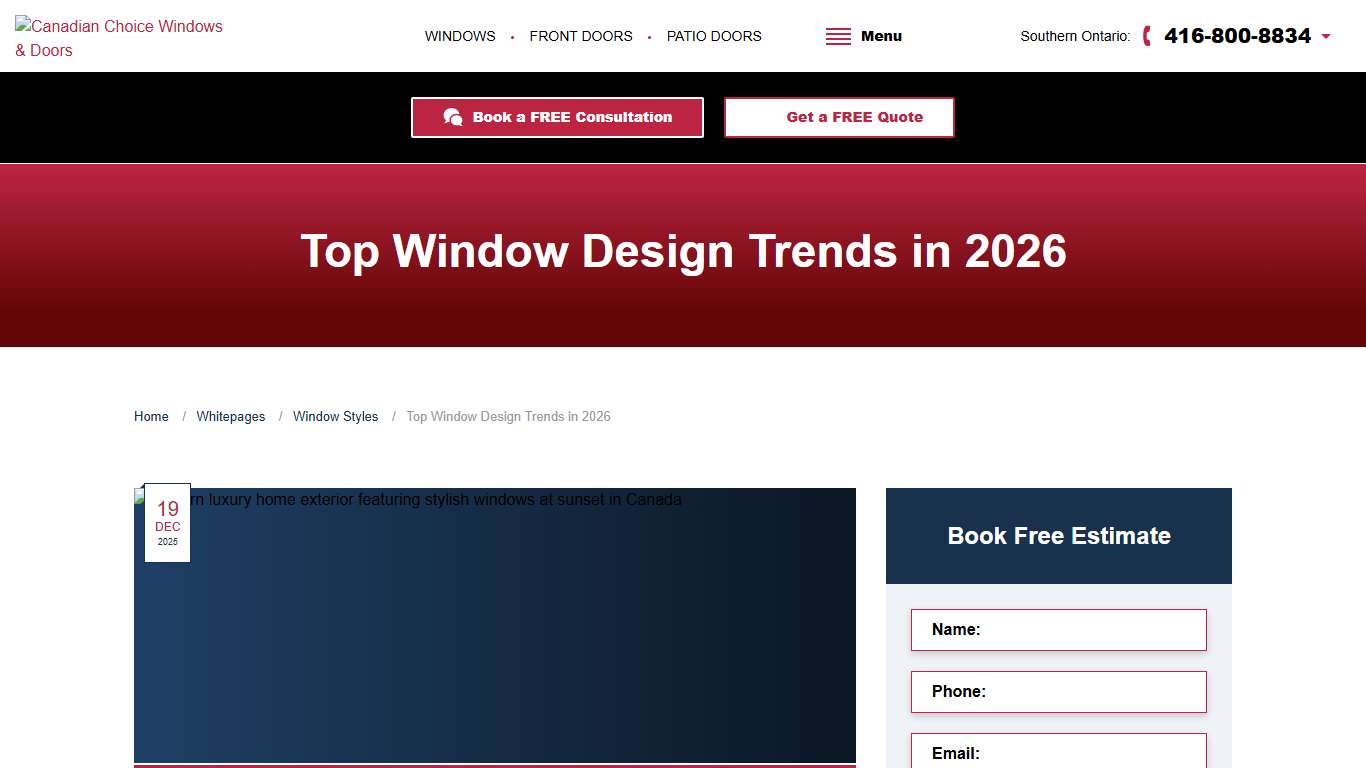 Top Window Design Trends in Canada 2026 Styles, Materials & Smart Glass